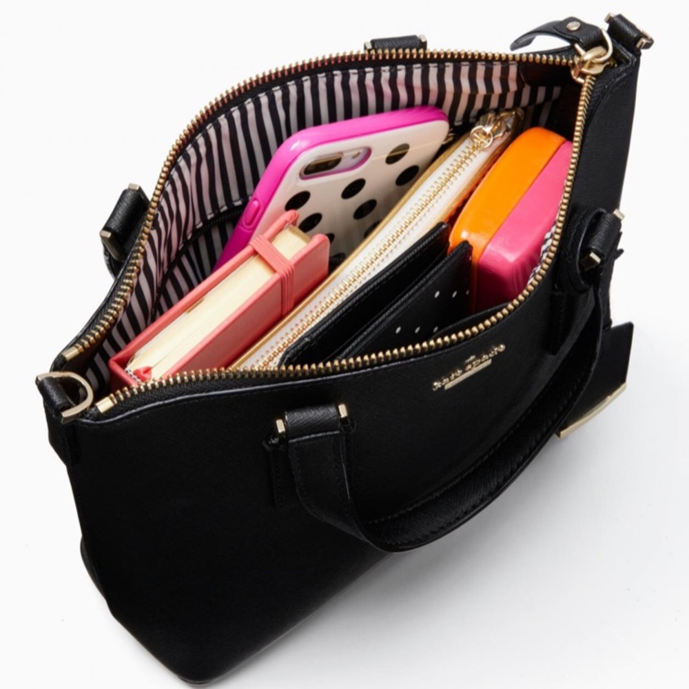 kate spade Black Leather Tote with Gold Hardware